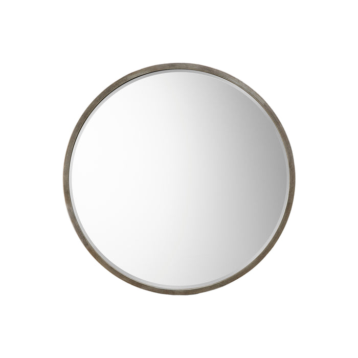 Gallery - Hallie Thin Frame Round Wall Mirror in Silver, 80cm
