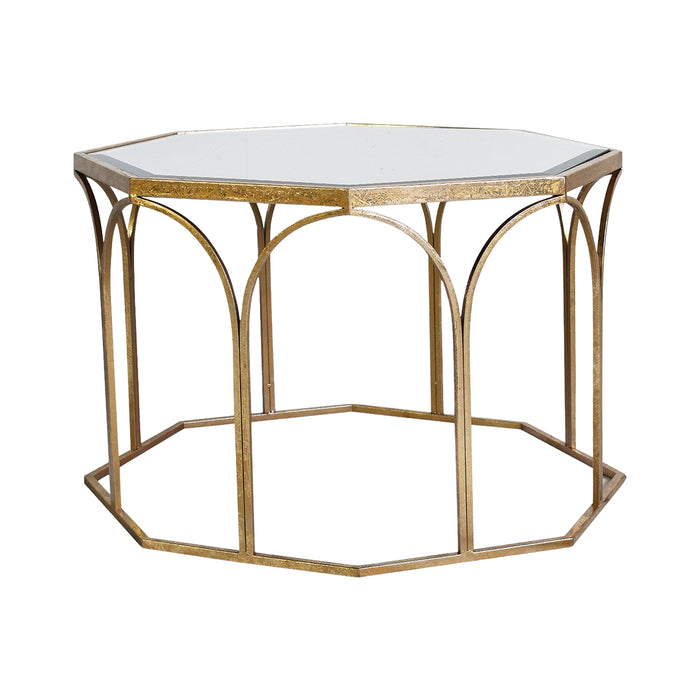 Gallery - Colmar Retro Style Glass Top Coffee Table in Gold