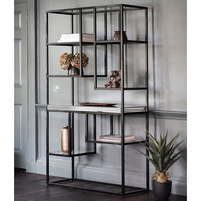 Gallery - Padilla Open Display Unit with Glass Shelves in Black