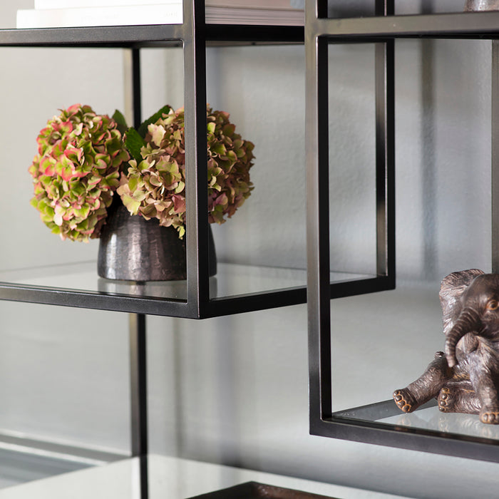 Gallery - Padilla Open Display Unit with Glass Shelves in Black