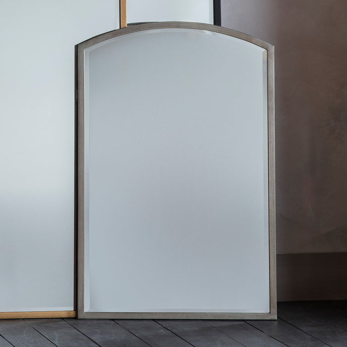 Gallery - Hallie Thin Frame Arch Mirror in Silver, 90x60cm