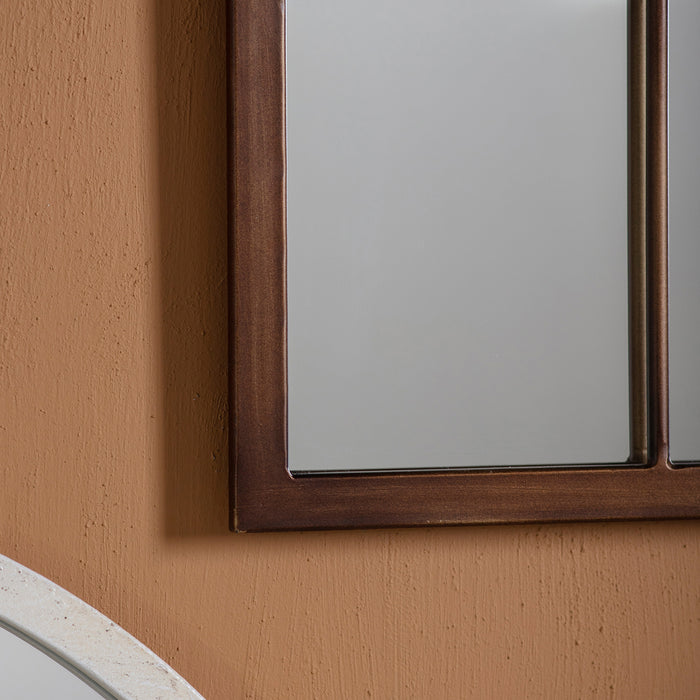 Gallery - Kendall Window Style Arched Wall Mirror in Bronze, 90x60cm