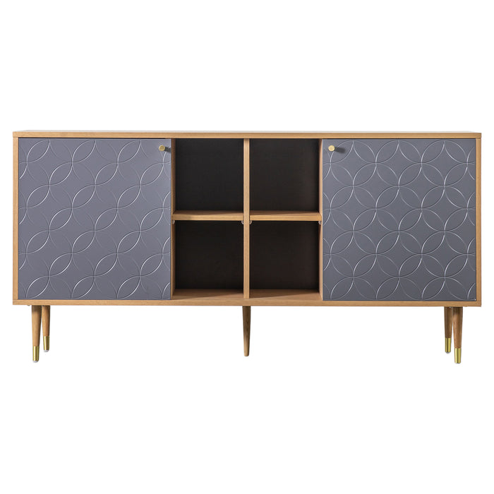 Gallery - Neston 2 Door Wooden Sideboard in Grey, 160x40cm
