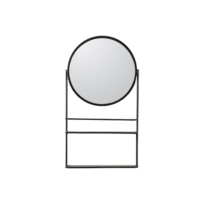 Gallery - Truro Vanity Wall Mirror with Shelfs in Black, 75x42cm
