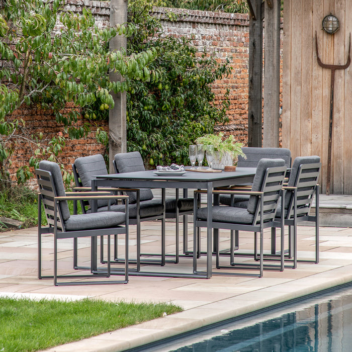 Gallery - Bari Outdoor 8-10 Seater Extending Dining Table, Charcoal