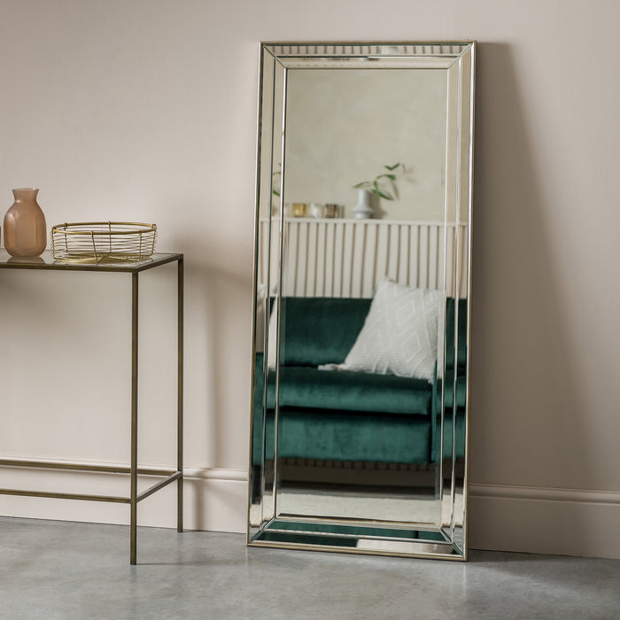 Gallery - Raegan Double Bevelled Wall Mirror in Champaign, 135x60cm