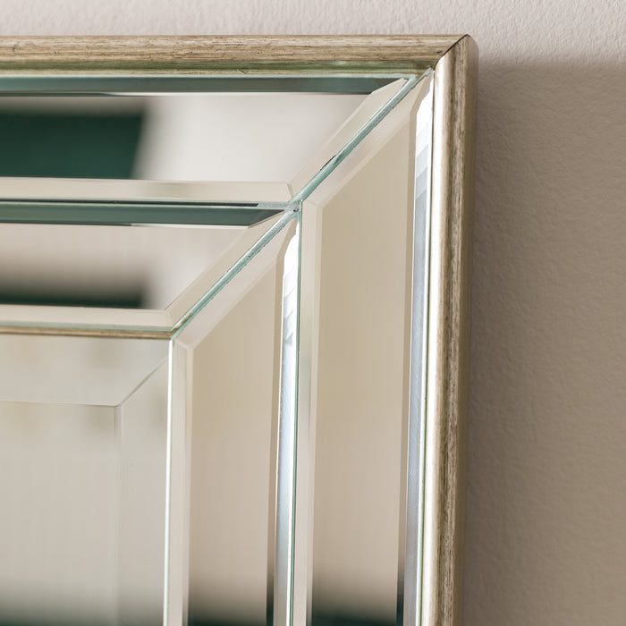 Gallery - Raegan Double Bevelled Wall Mirror in Champaign, 135x60cm