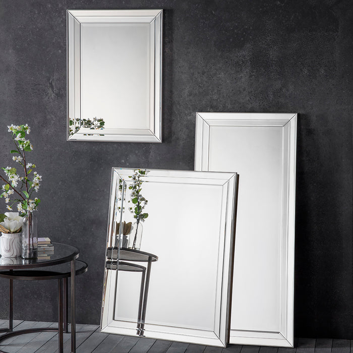 Gallery - Raegan Double Bevelled Wall Mirror in Champaign, 135x60cm