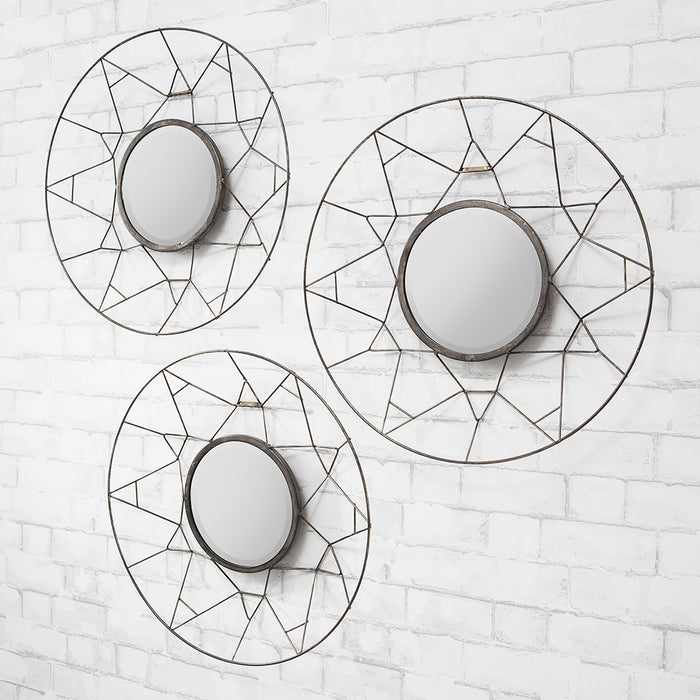 Gallery - Triumph Round Metal Framed Wall Mirrors, Set of 3