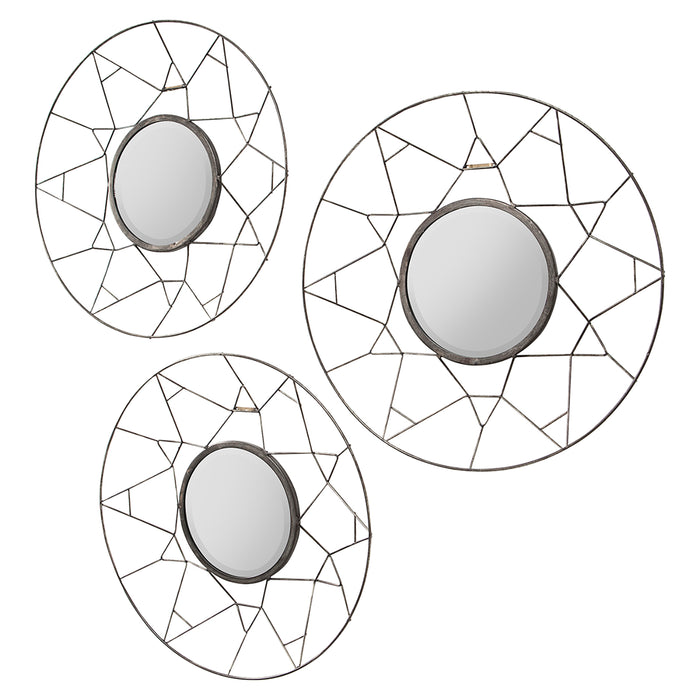 Gallery - Triumph Round Metal Framed Wall Mirrors, Set of 3