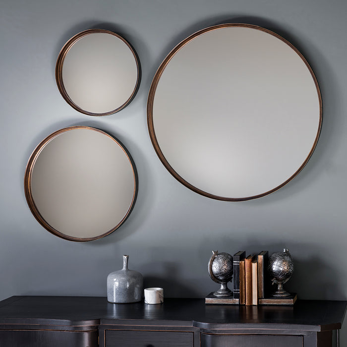 Gallery - Bounce Round Framed Wall Mirrors in Bronze, Set of 4