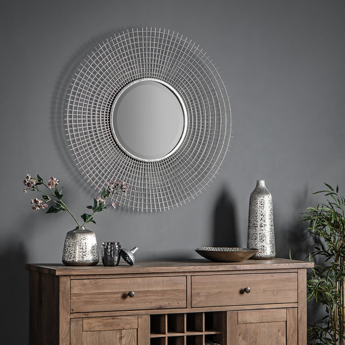 Gallery - Norman Round Wire Frame Wall Mirror, 92cm