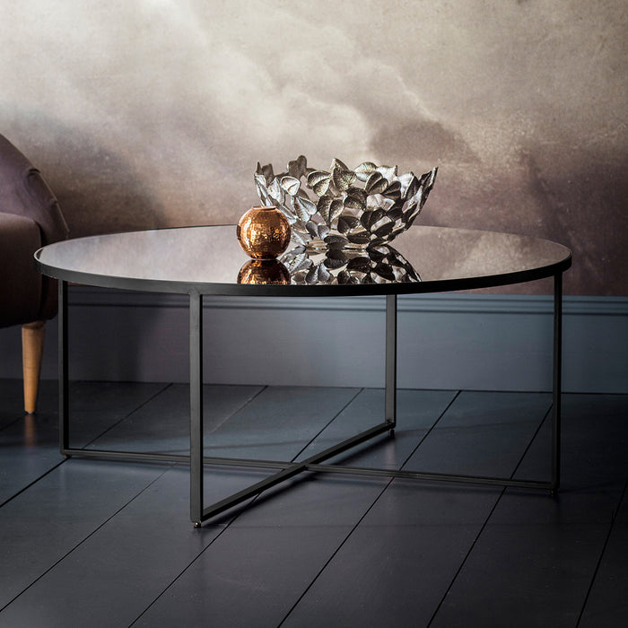 Gallery - Tunbridge Round Mirror Top Coffee Table in Black