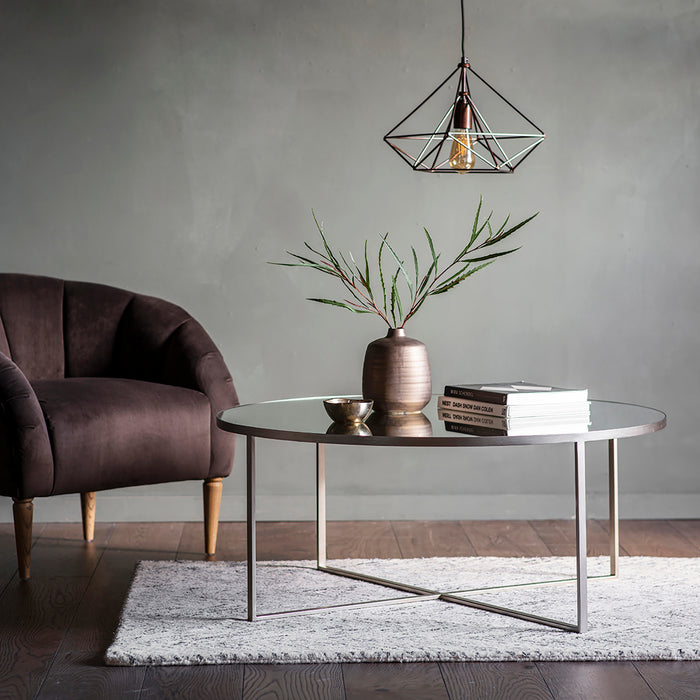 Gallery - Tunbridge Round Mirror Top Coffee Table in Silver