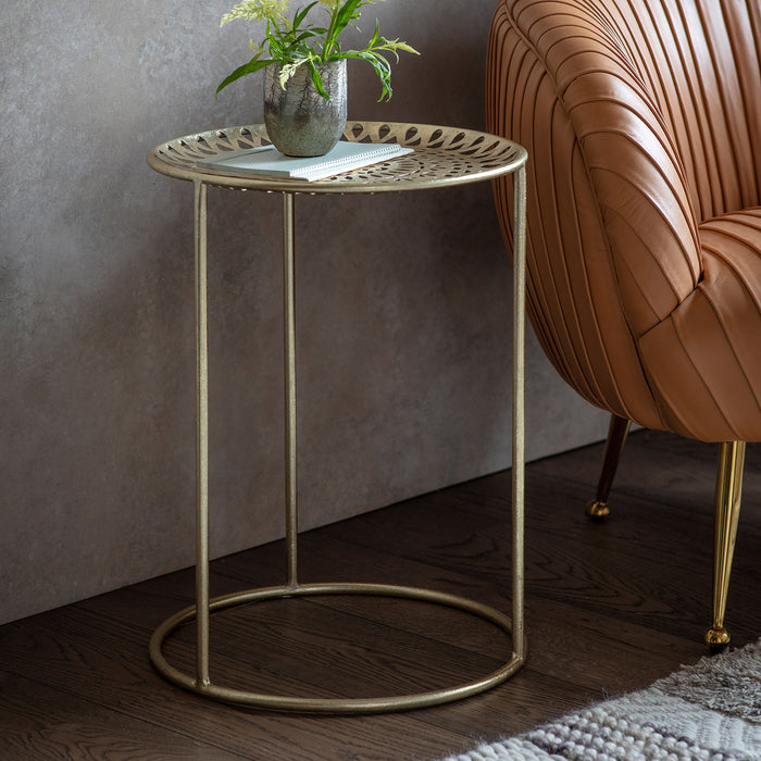 Gallery - Mersin Round Solid Metal Side Table in Gold