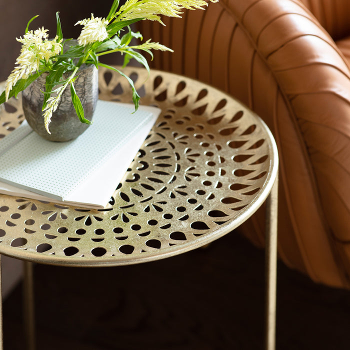 Gallery - Mersin Round Solid Metal Side Table in Gold