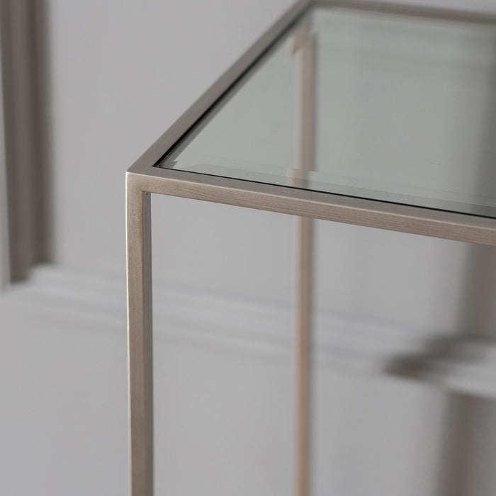 Gallery - Rufford Glass Top Console Table in Silver, 110x35cm