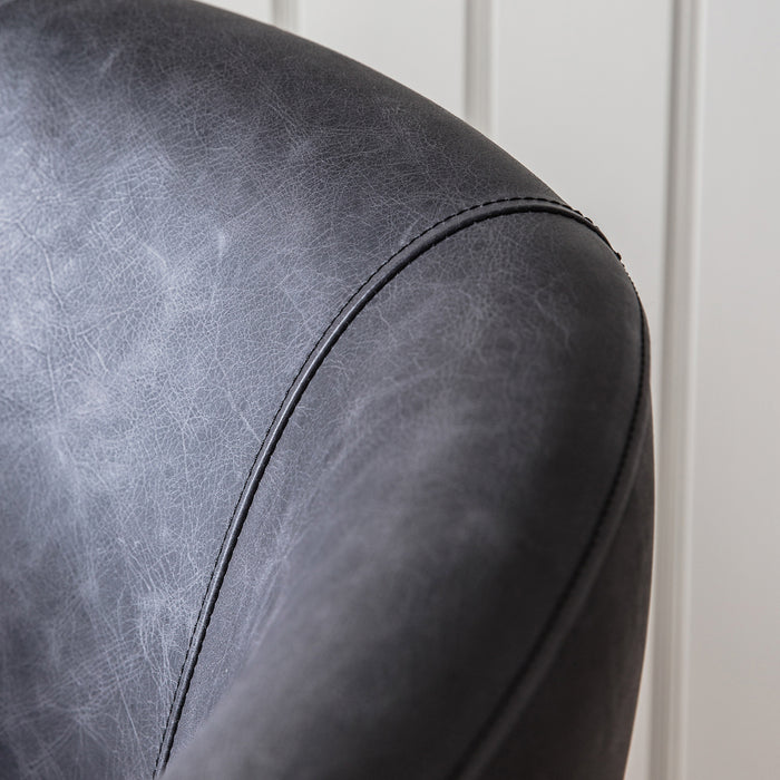 Gallery - Felsted Adjustable Leather Swivel Chair in Antique Ebony