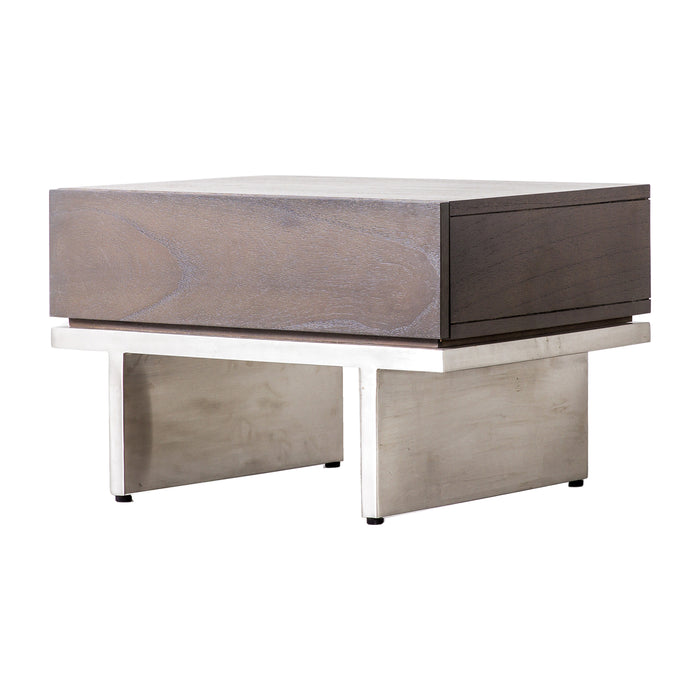 Gallery - Cassino 1 Drawer Wood Top Side Table, 55x43.5cm