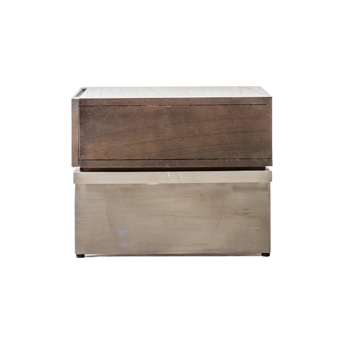 Gallery - Cassino 1 Drawer Wood Top Side Table, 55x43.5cm