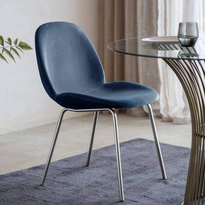 Gallery - Flynn Velvet Dining Chair in Petrol Blue. Set of 2