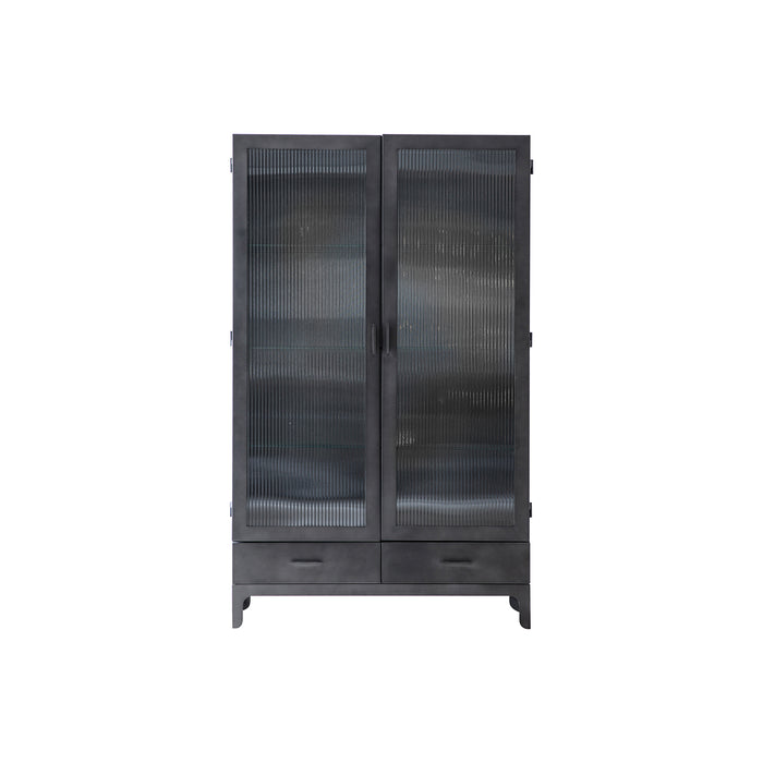 Gallery - Ramona Industrial Ridged Glass Display Unit in Matt Grey