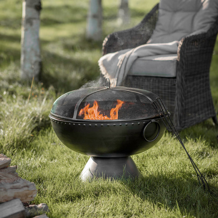 Gallery - Pistoia Round Iron Firepit with Cover, 60cm