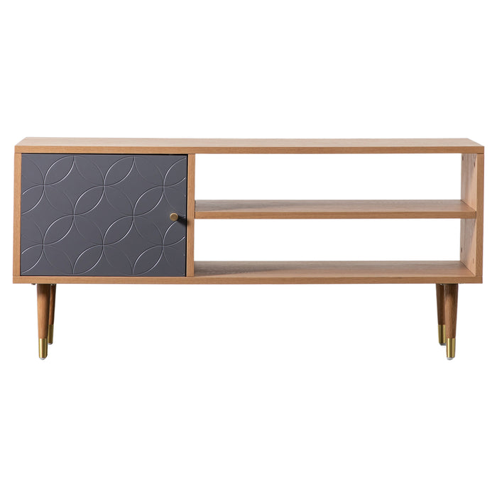 Gallery - Neston Wooden Media Unit in Grey, 120x40cm