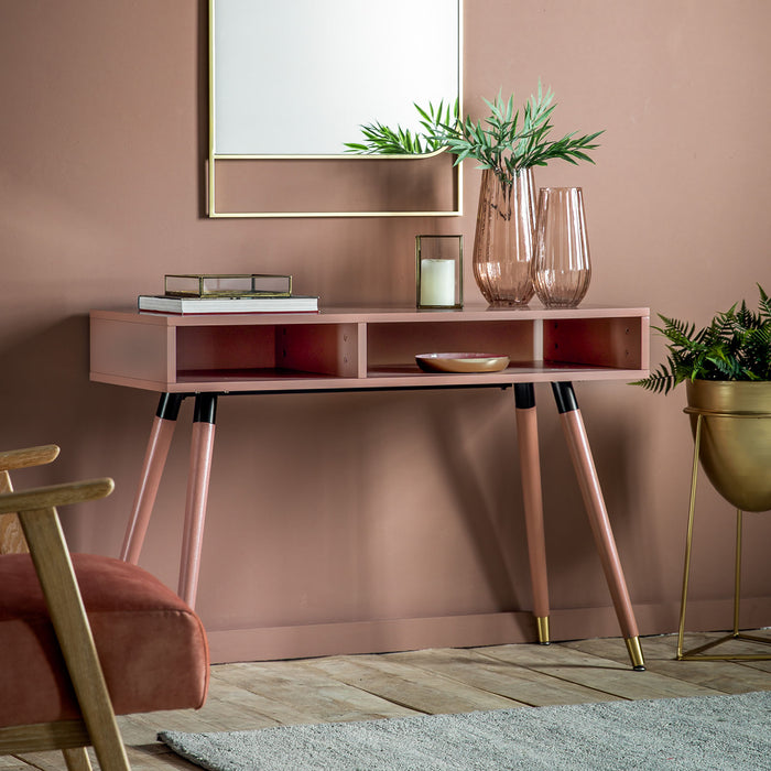 Gallery - Hawley Oak Wood Console Table in Pink, 110x45cm