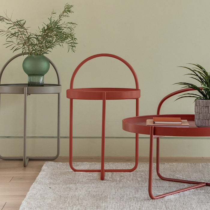 Gallery - Marlow Tray Style Round Side Table in Coral