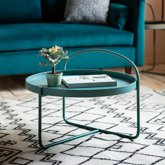 Gallery - Marlow Tray Style Round Coffee Table in Teal