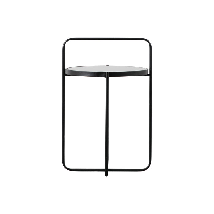 Gallery - Fawkham Round Mirror Top Side Table in Black