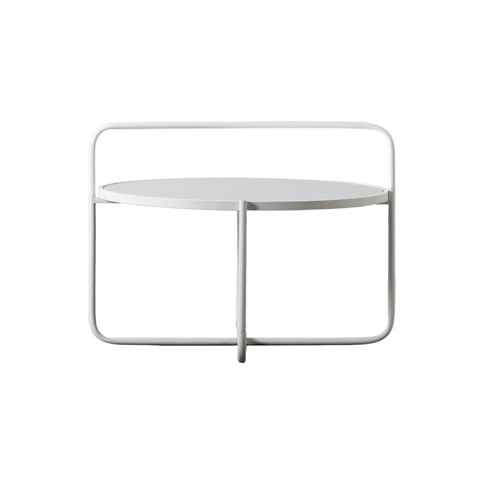 Gallery - Fawkham Round Mirror Top Coffee Table in White
