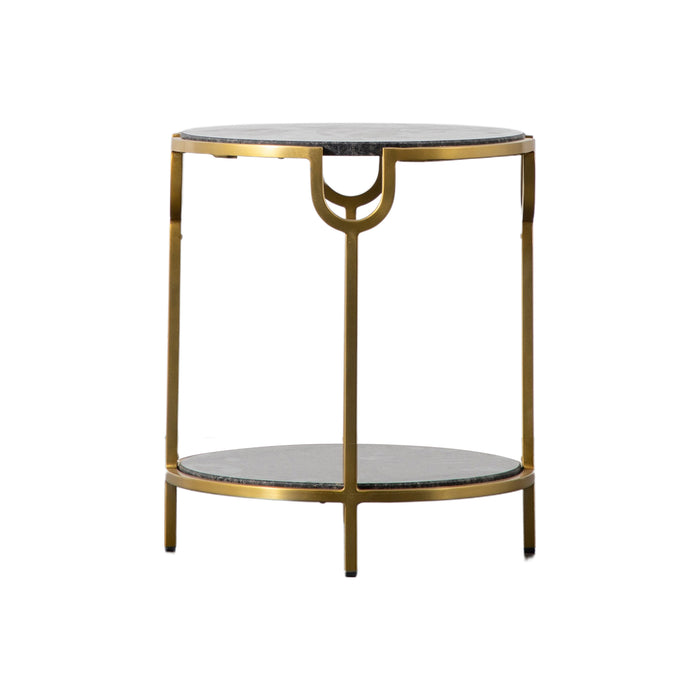 Gallery - Wembury 2 Tier Round Granite Top Side Table in Brass