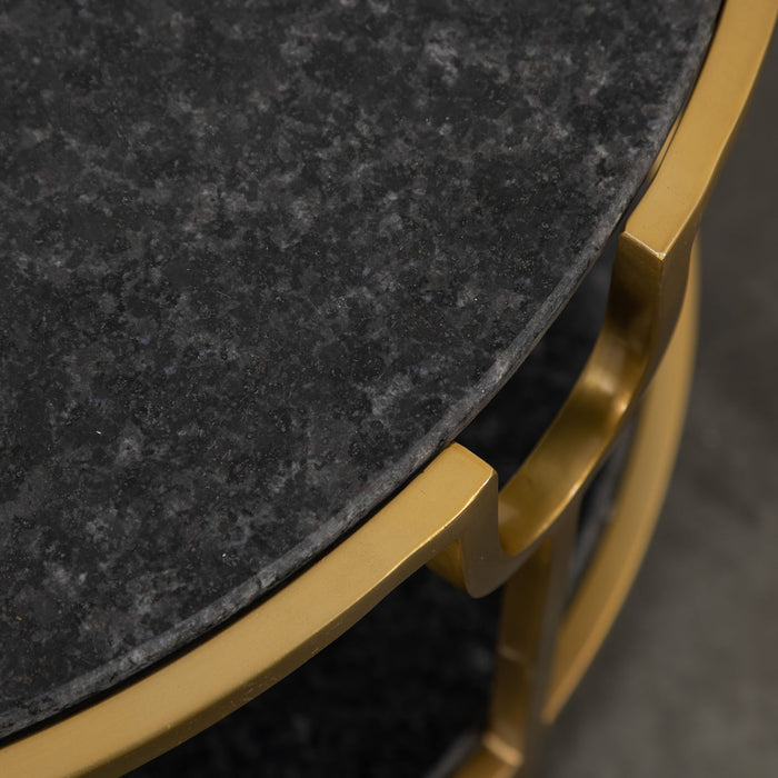 Gallery - Wembury Round 2 Tier Granite Top Coffee Table in Brass