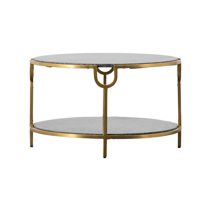 Gallery - Wembury Round 2 Tier Granite Top Coffee Table in Brass