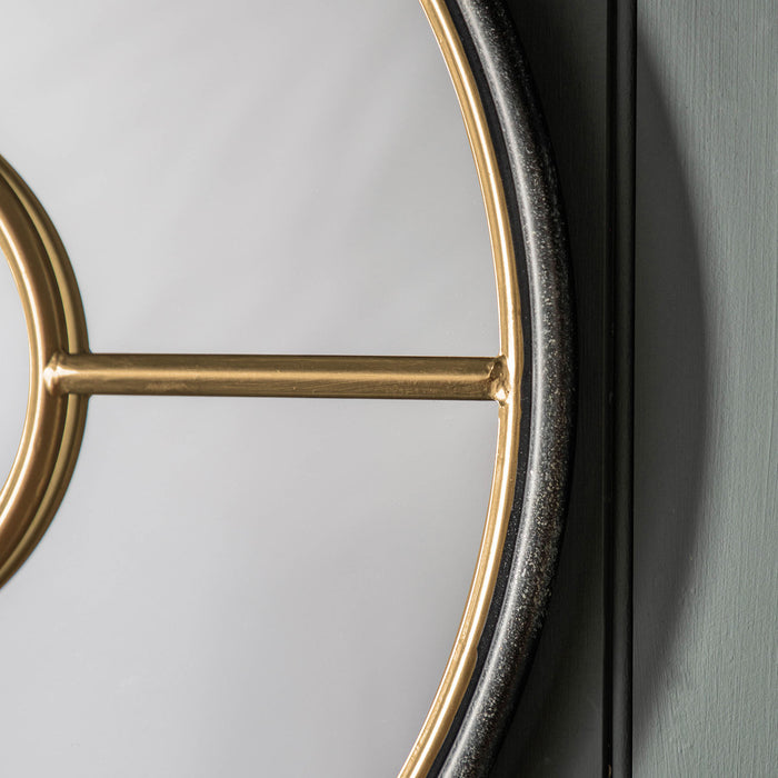 Gallery - Grace Round Wall Mirror in Black/Gold, 60cm