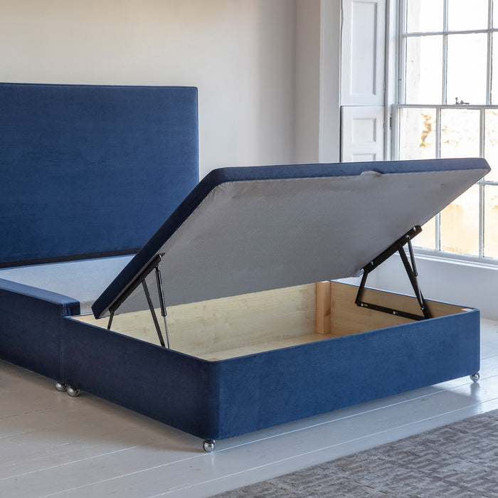 Gallery - Half Ottoman King Size Bed with Storage in Velour Cherry Bakewell, 200x150